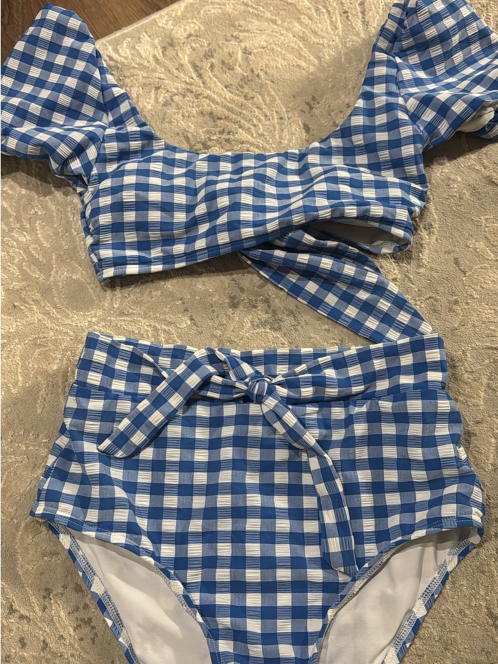 Gianni Bini Blue and White Gingham Bikini Set